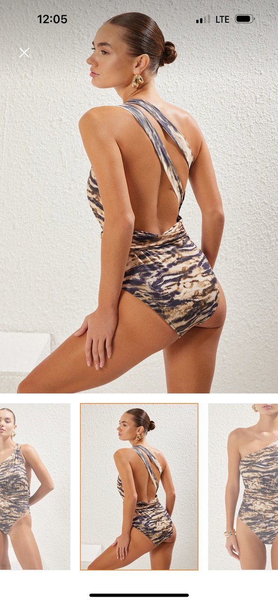 Zebra Desenli Drapeli Mini Kadın Mayo - Görsel 3