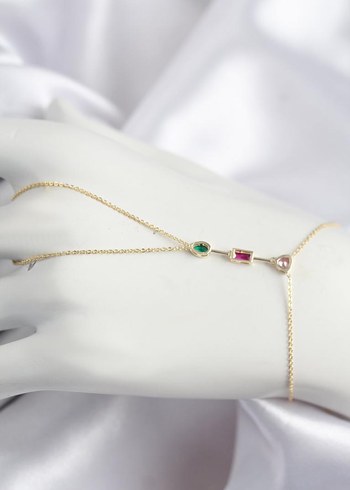 Zincir Detaylı Gold Kadın El Zinciri - Görsel 6