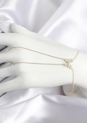 Zincir Detaylı Gold Kadın El Zinciri - Görsel 4