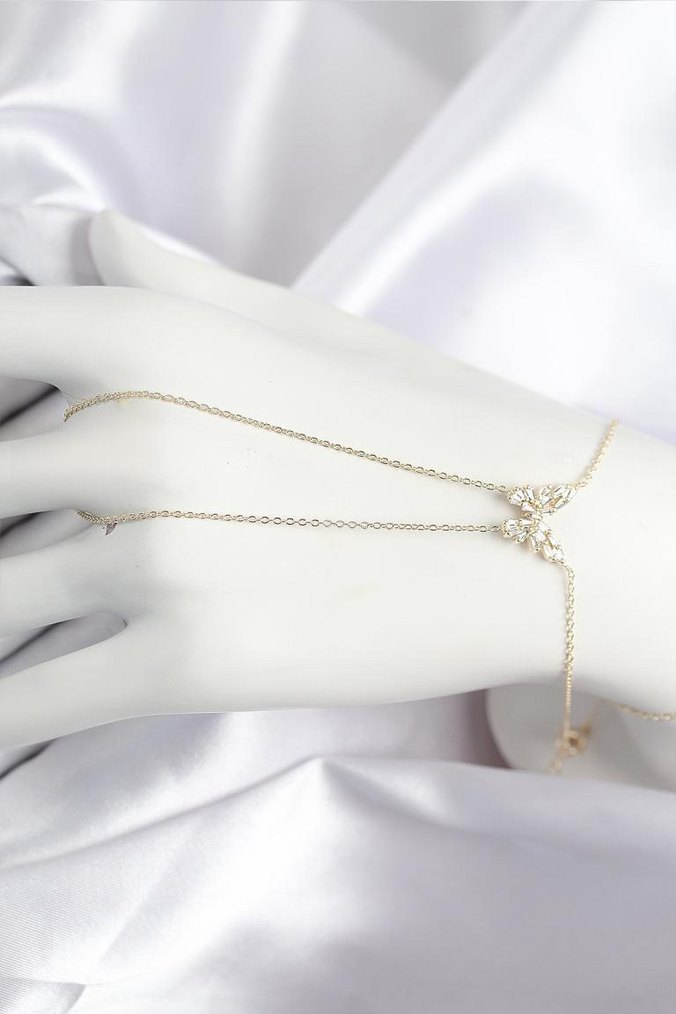 Zincir Detaylı Gold Kadın El Zinciri - Görsel 4