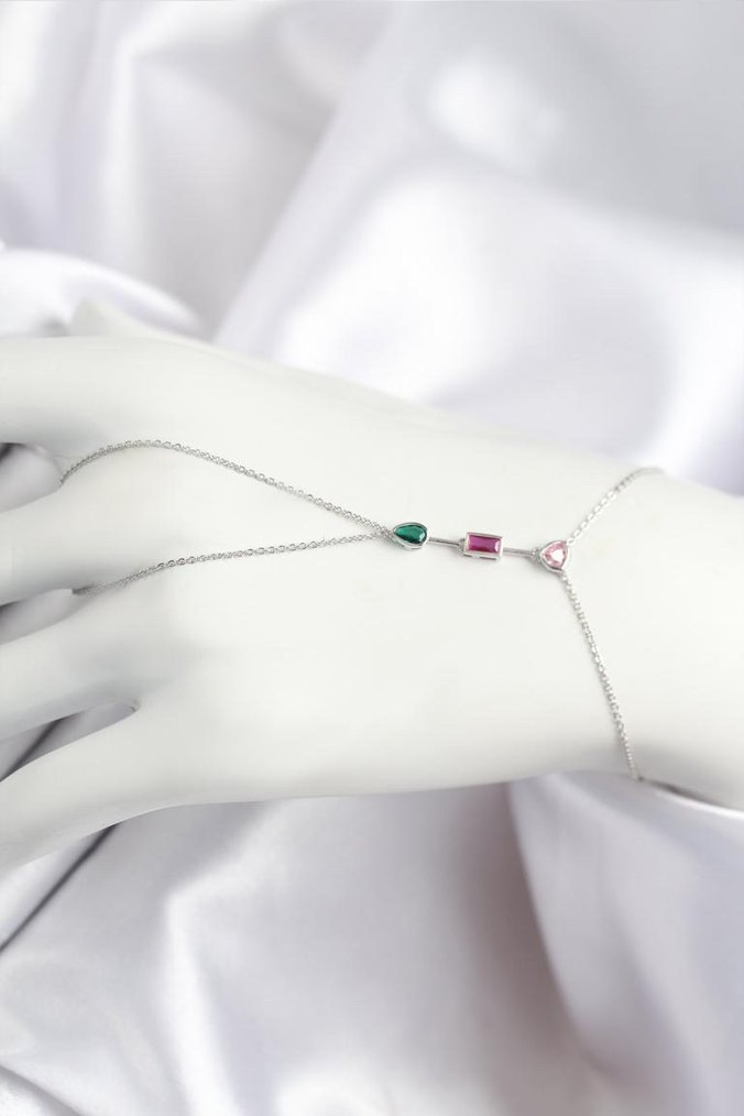 Zincir Detaylı Gold Kadın El Zinciri - Görsel 5