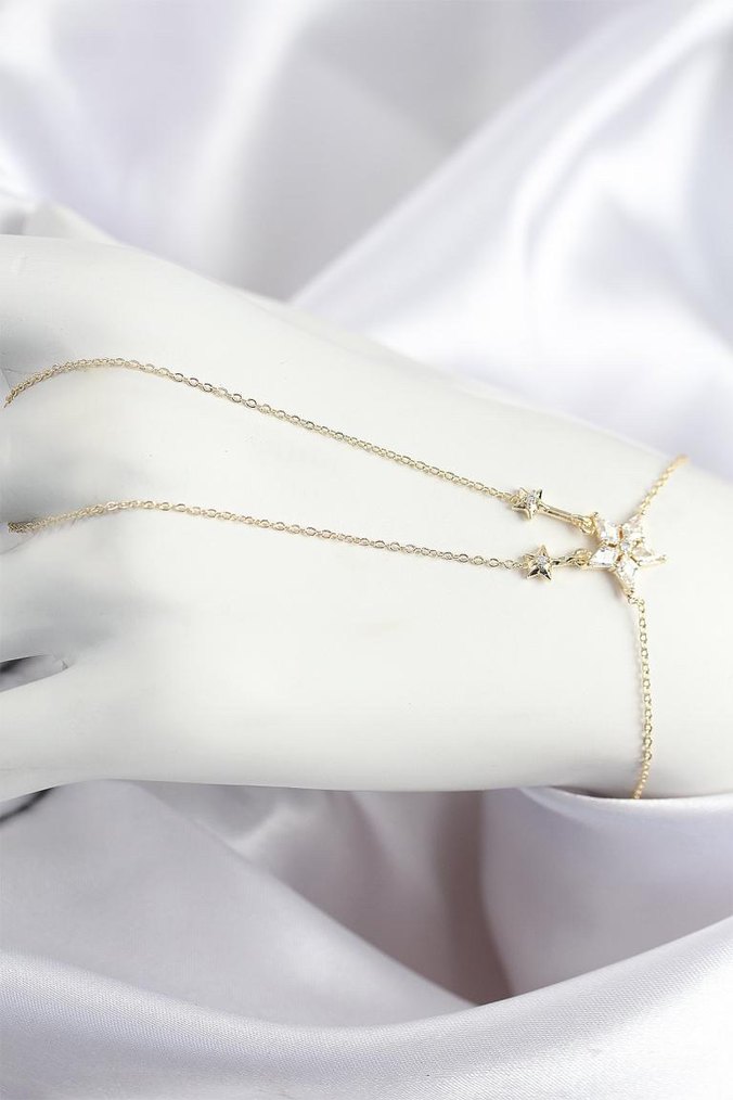 Zincir Detaylı Gold Kadın El Zinciri - Görsel 2