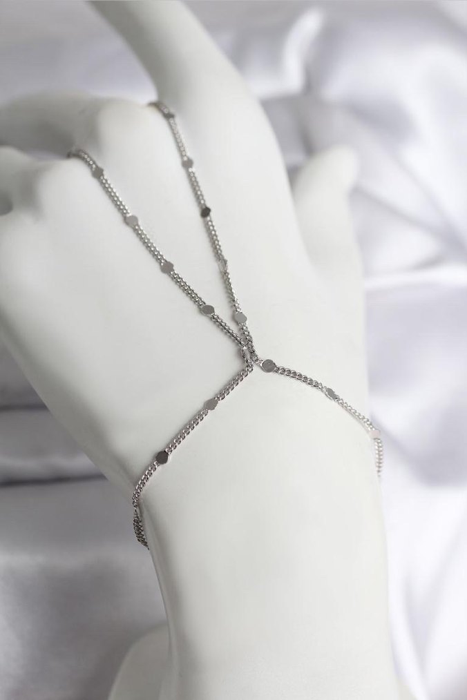 Zincir Detaylı Altın Rengi Minimalist El Zinciri - Görsel 2