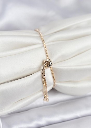 İnce Zincirli Altın Renkli Bileklik - Görsel 2