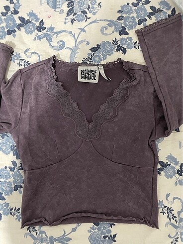 m Beden mor Renk Mor dantel detay crop