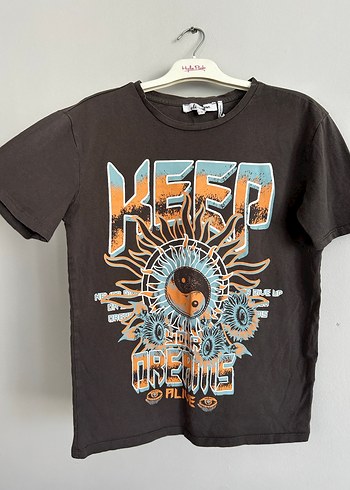 Baskılı Kahverengi Kadın T-shirt