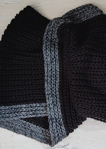 Erkek Siyah Midi Boy Örgü Atkı - Boyunluk - Görsel 3