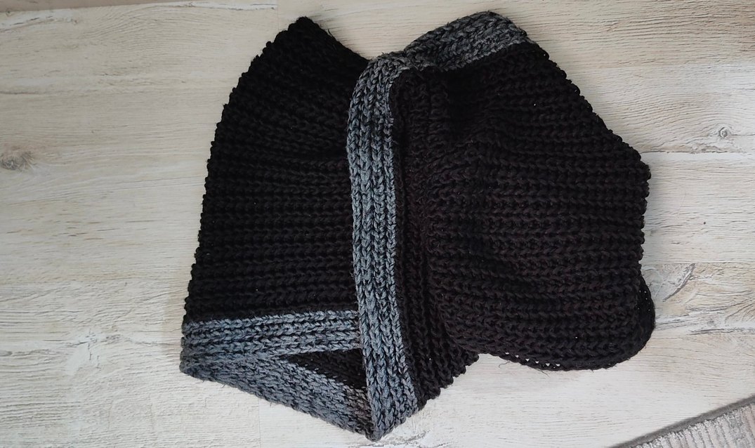 Erkek Siyah Midi Boy Örgü Atkı - Boyunluk - Görsel 3