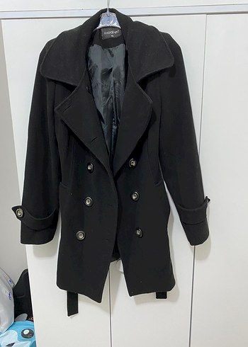 Kadın Siyah Kaşe Kaban - Görsel 3