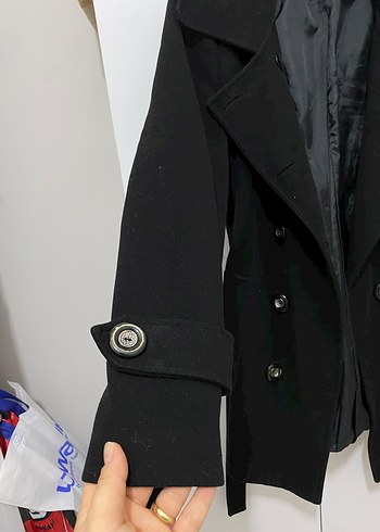 Kadın Siyah Kaşe Kaban - Görsel 4