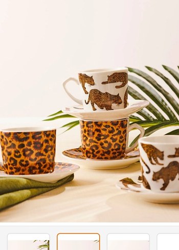 Leopar Desenli Kahve Fincanı Takımı