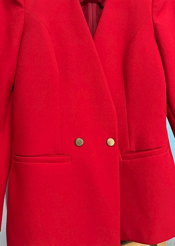 Klasik Kırmızı Kadın Blazer Ceket - Görsel 2