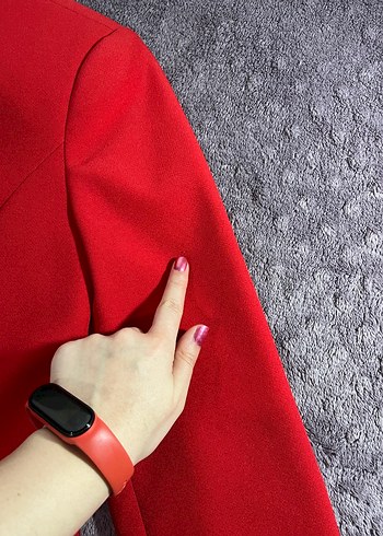 Klasik Kırmızı Kadın Blazer Ceket - Görsel 9