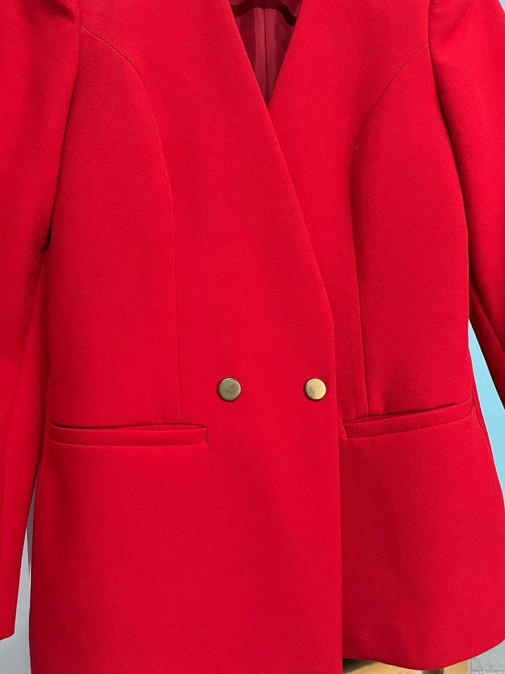 Klasik Kırmızı Kadın Blazer Ceket - Görsel 2