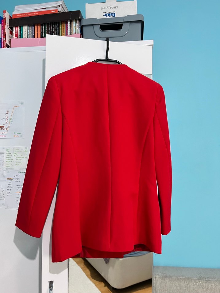 Klasik Kırmızı Kadın Blazer Ceket - Görsel 4