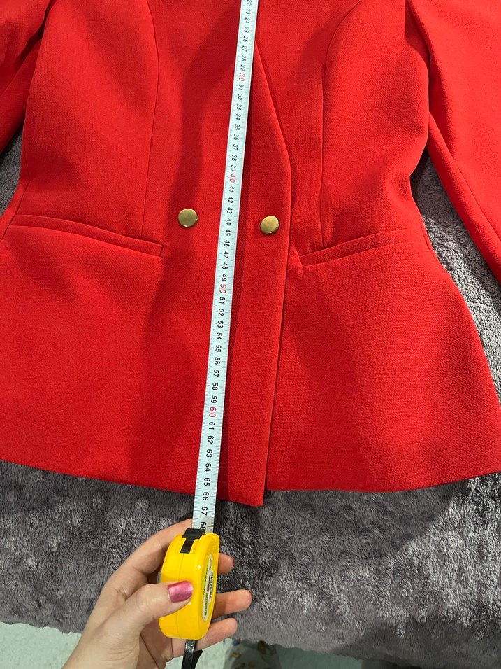 Klasik Kırmızı Kadın Blazer Ceket - Görsel 5