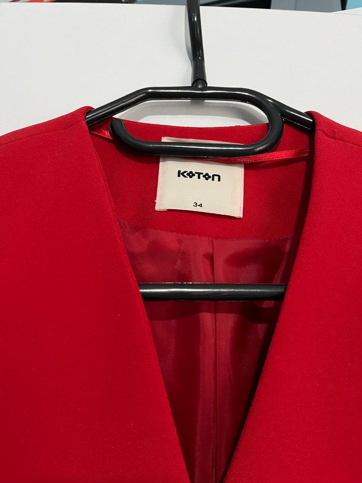 Klasik Kırmızı Kadın Blazer Ceket - Görsel 3