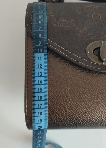 Vintage Desenli Kahverengi Deri Kadın Çanta - Görsel 6