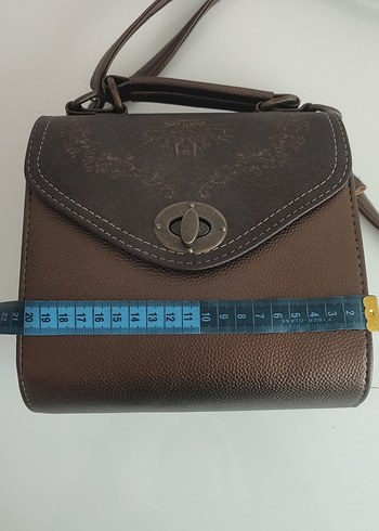 Vintage Desenli Kahverengi Deri Kadın Çanta - Görsel 5