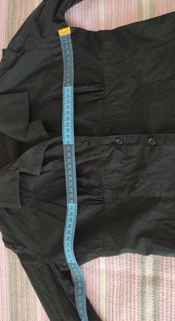 Düğmeli Siyah Uzun Kollu Gömlek - Görsel 4