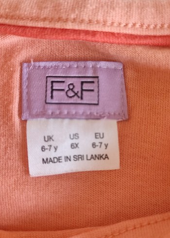 F&F Kız Çocuk Somon Rengi, Baskılı Kısa Kollu Tişört