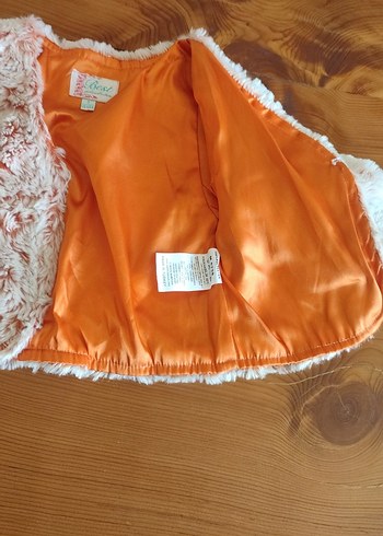 Kız Çocuk Beyaz Turuncu Tüylü Bolero - Görsel 6