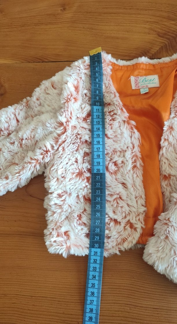 Kız Çocuk Beyaz Turuncu Tüylü Bolero - Görsel 4