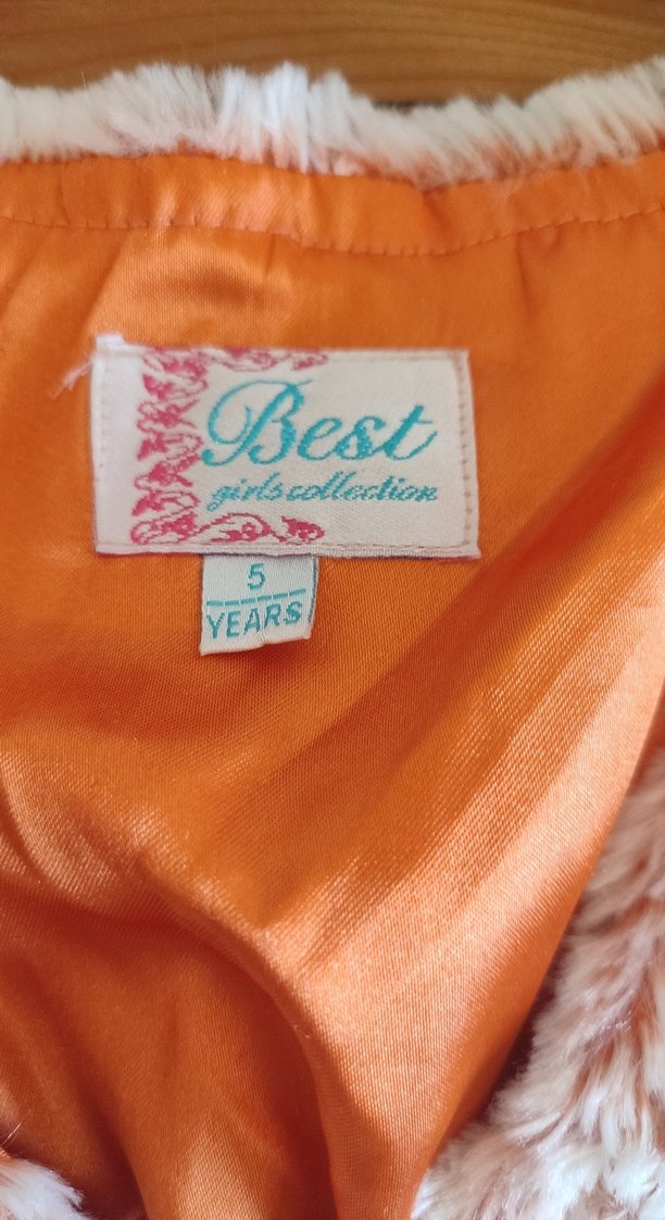 Kız Çocuk Beyaz Turuncu Tüylü Bolero - Görsel 2