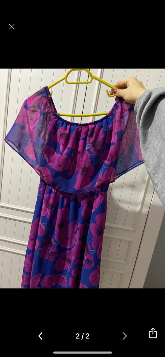 Uzun Mor Straplez Bohem Elbise - Görsel 2