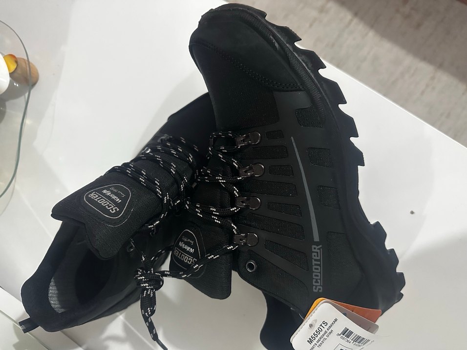 Erkek Siyah Kamuflaj Bağcıklı Biker scooter Outdoor Ayakkabı - Görsel 4