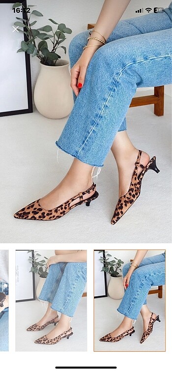 Leopar tek bant topuklu babet