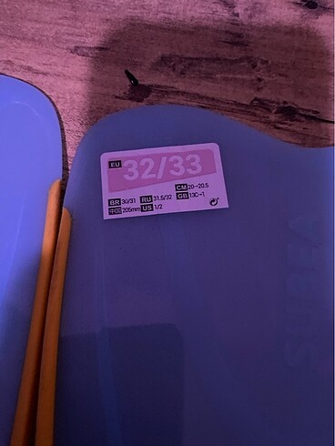 Beden 32-33 numara bir kere kullanıldı çocuk deniz paleti Unisex
