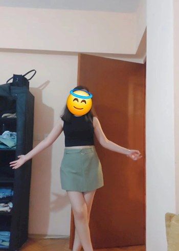 Haki Keten Şort Etek - Görsel 4