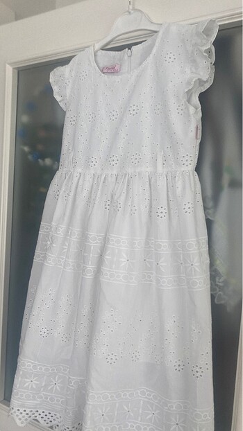 10 Yaş Beden Beyaz elbise