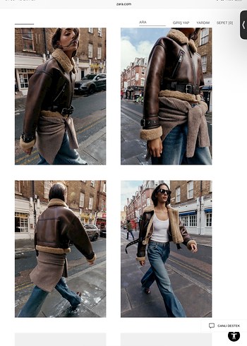 Zara Kahverengi Deri Kemerli Biker Ceket