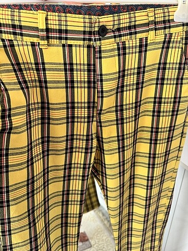 31 Beden sarı Renk Ekoseli pantolon