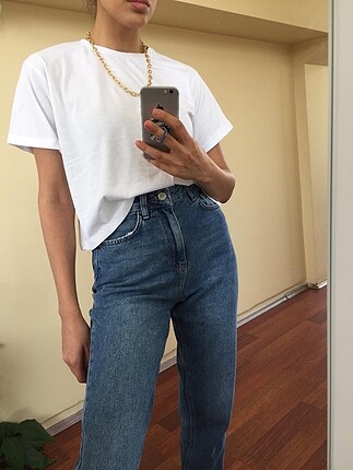 Beyaz Bisiklet Yaka Pamuklu Basic T-Shirt