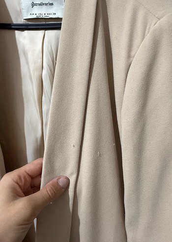 m Beden Bej Kadın Blazer, Normal Boy, kol detay