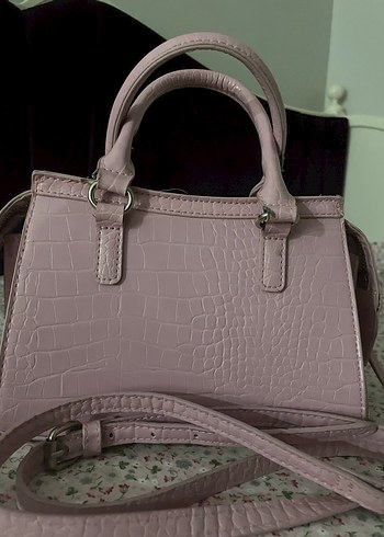 Stradivarius Pembe Yılan Desenli Deri Kadın Çanta