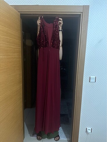 xl Beden bordo Renk Bordo abiye
