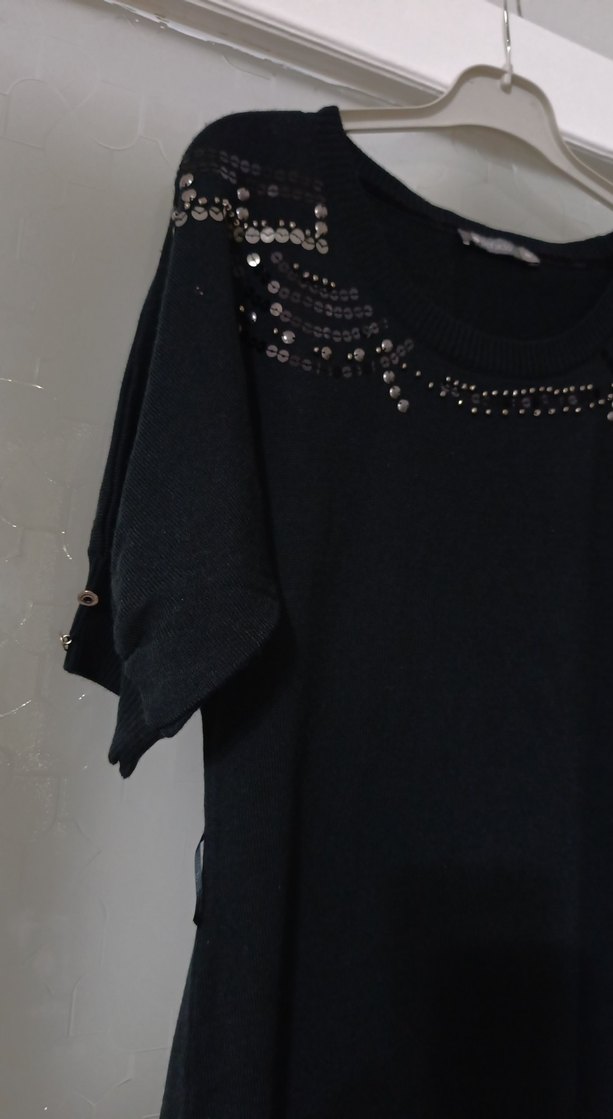 Drapeli Siyah Midi Goth Ofis Elbisesi - Görsel 3