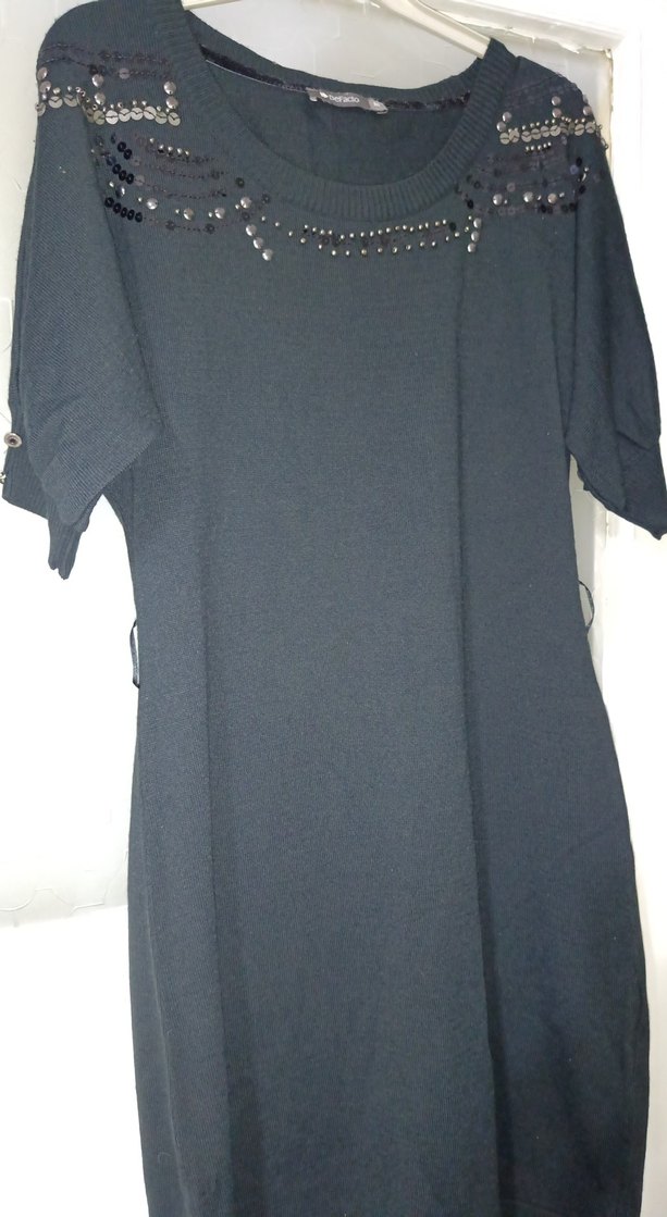 Drapeli Siyah Midi Goth Ofis Elbisesi - Görsel 4