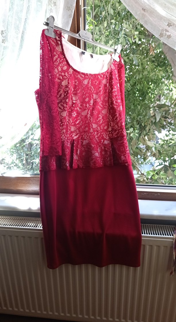 Bordo kırmızı abiye elbise - Görsel 2