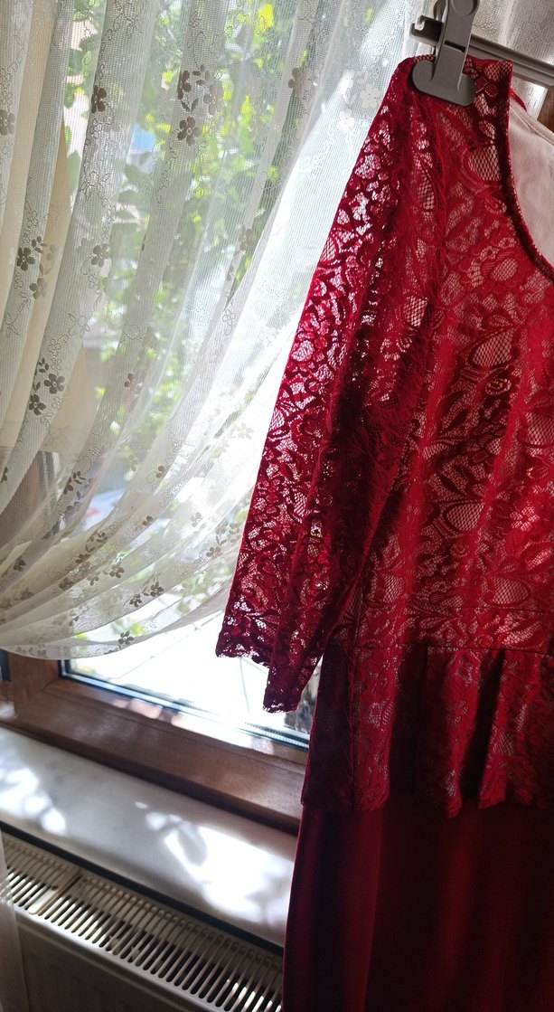 Bordo kırmızı abiye elbise - Görsel 3