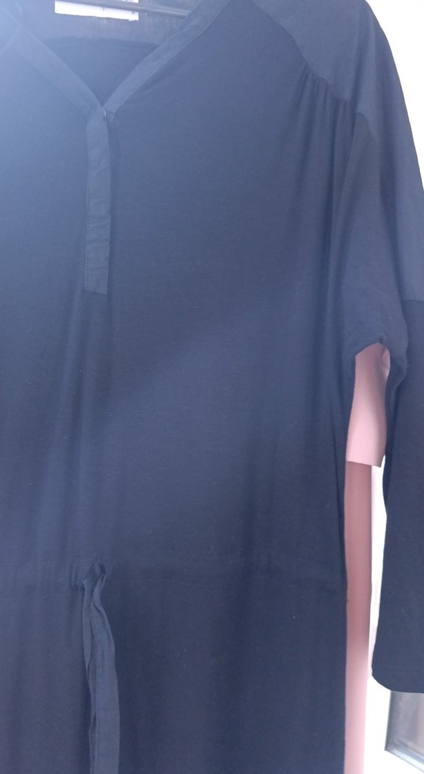 Uzun Kollu Siyah Salaş Kadın Elbise - Görsel 3