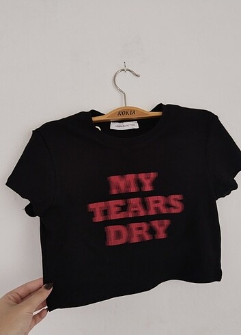 s Beden siyah Renk My tears dry crop tshirt