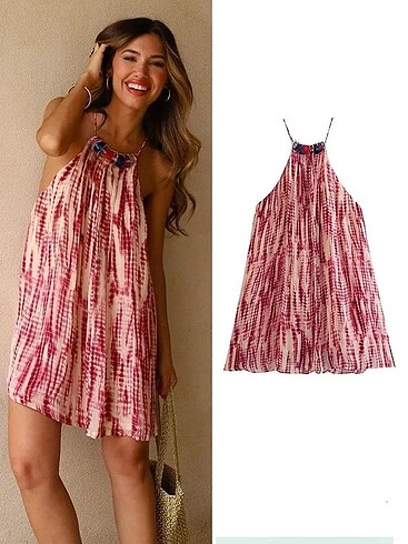 zara elbise batik desenli