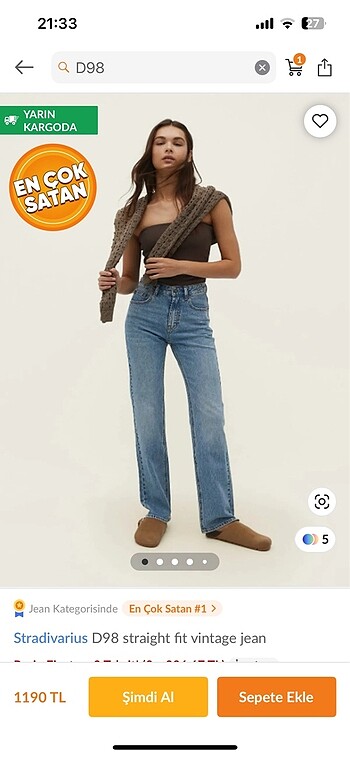 xs Beden stradivarius D98 straight jean