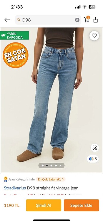 xs Beden mavi Renk stradivarius D98 straight jean