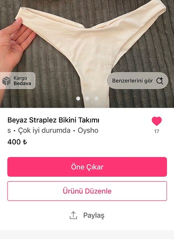 Beyaz Straplez Bikini iki adet